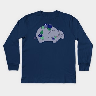 Blueberry Elephant Kids Long Sleeve T-Shirt